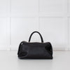 Max Mara Black Leather Boston Bag With Silver Chain Detail and Long Strap