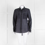 EQUIPMENT Black Silk/Cotton Mix Shirt With Blue Pin Stripes