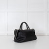 Max Mara Black Leather Boston Bag With Silver Chain Detail and Long Strap