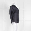 EQUIPMENT Black Silk/Cotton Mix Shirt With Blue Pin Stripes