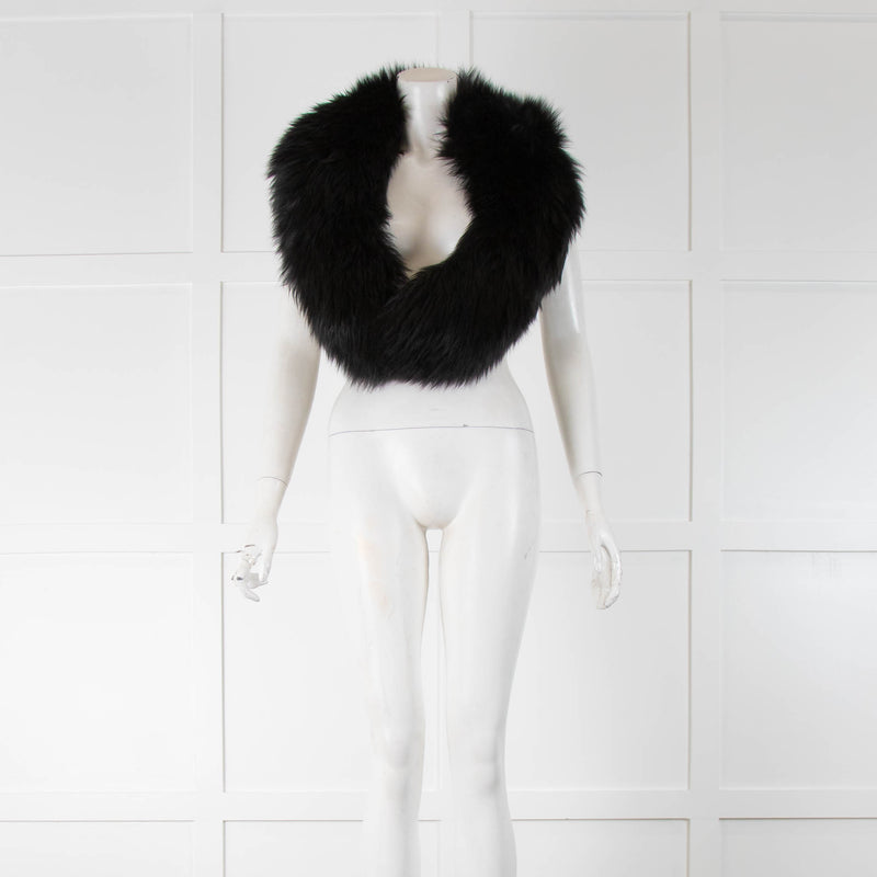 No Label Black Shearling Collar