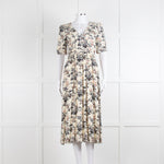 Ba&sh Cream Floral Mid Length Tea Dress