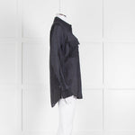 EQUIPMENT Black Silk/Cotton Mix Shirt With Blue Pin Stripes