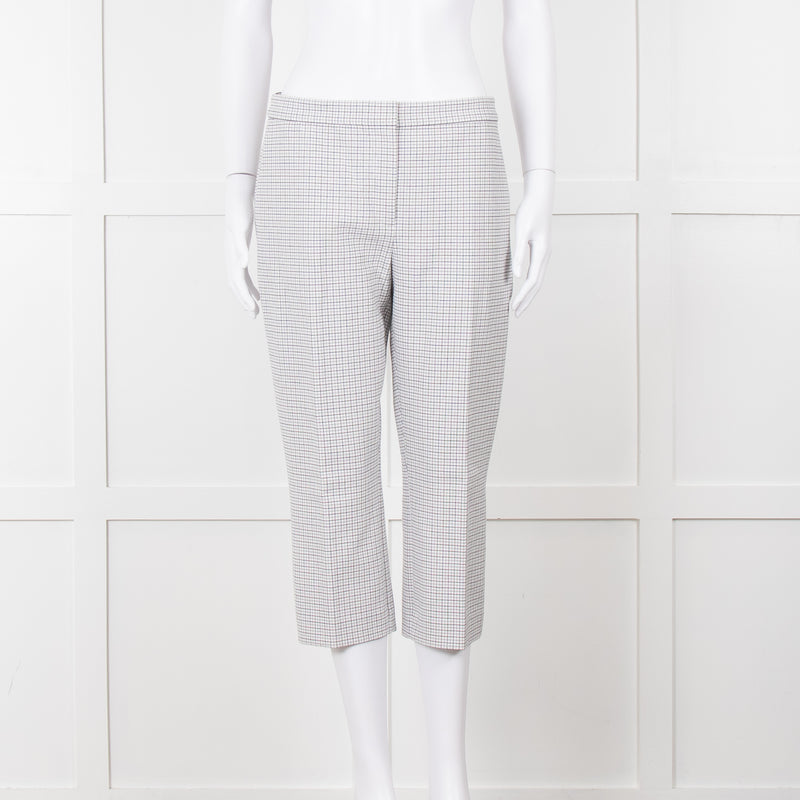 Theory White Checked Tailored Trousers