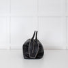 Max Mara Black Leather Boston Bag With Silver Chain Detail and Long Strap