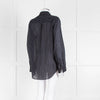 EQUIPMENT Black Silk/Cotton Mix Shirt With Blue Pin Stripes
