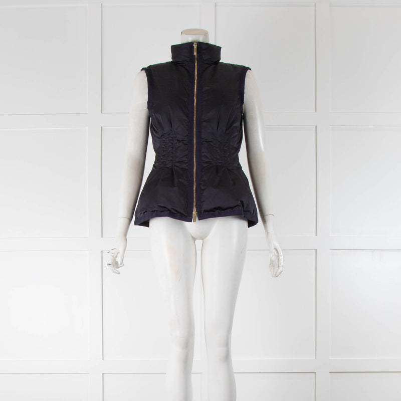 Carolina Herrera Navy Blue Fitted Puffa Gilet