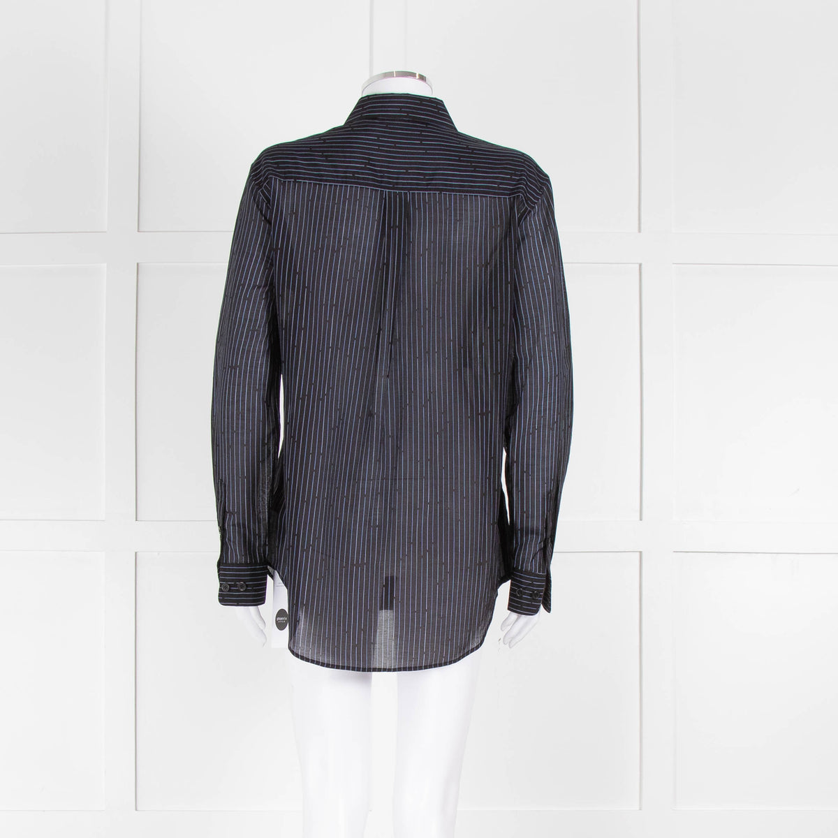 EQUIPMENT Black Silk/Cotton Mix Shirt With Blue Pin Stripes