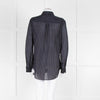 EQUIPMENT Black Silk/Cotton Mix Shirt With Blue Pin Stripes