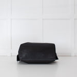 Max Mara Black Leather Boston Bag With Silver Chain Detail and Long Strap