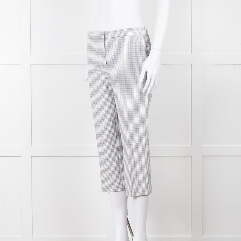 Theory White Checked Tailored Trousers
