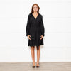 Rails Black Cotton Mini Dress with Frill Trim and Tie Waist