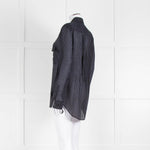 EQUIPMENT Black Silk/Cotton Mix Shirt With Blue Pin Stripes