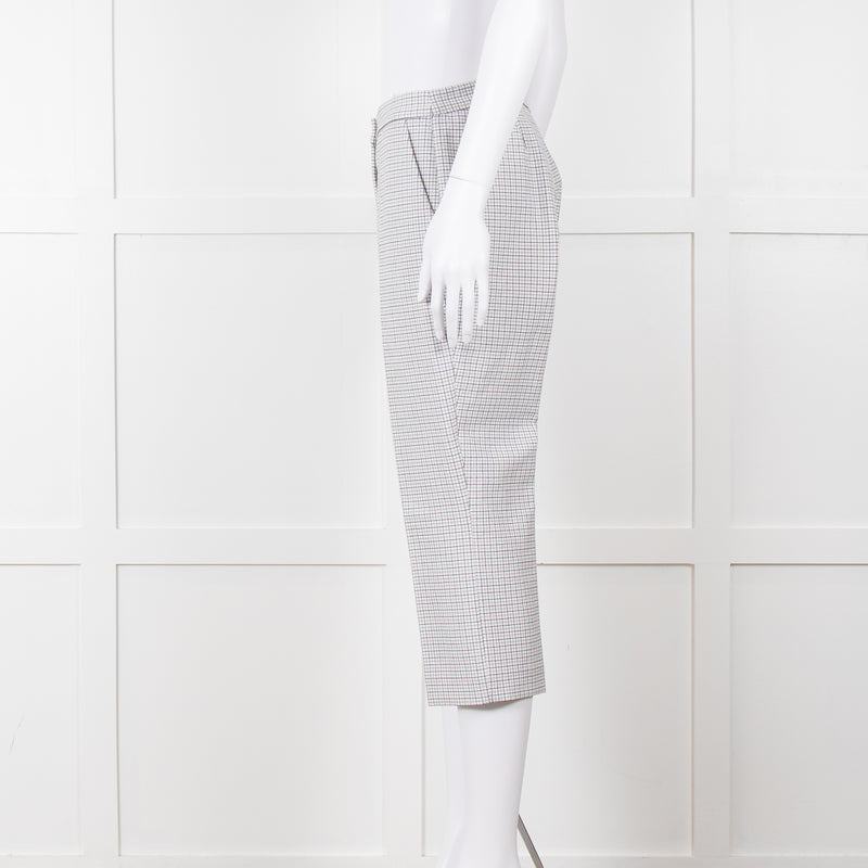 Theory White Checked Tailored Trousers