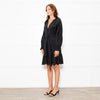 Rails Black Cotton Mini Dress with Frill Trim and Tie Waist