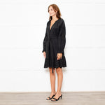 Rails Black Cotton Mini Dress with Frill Trim and Tie Waist