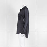 EQUIPMENT Black Silk/Cotton Mix Shirt With Blue Pin Stripes