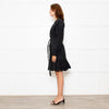 Rails Black Cotton Mini Dress with Frill Trim and Tie Waist
