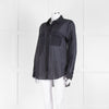 EQUIPMENT Black Silk/Cotton Mix Shirt With Blue Pin Stripes