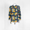 Equipment Silk Navy Blouse With Multicoloured Flowers Print
