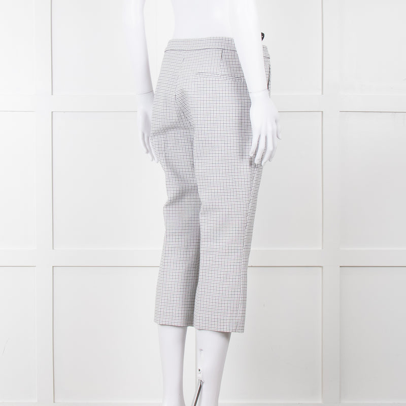 Theory White Checked Tailored Trousers