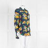 Equipment Silk Navy Blouse With Multicoloured Flowers Print
