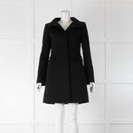 Max Mara Studio Black Funnel Neck Fitted Coat