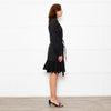 Rails Black Cotton Mini Dress with Frill Trim and Tie Waist