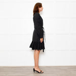 Rails Black Cotton Mini Dress with Frill Trim and Tie Waist