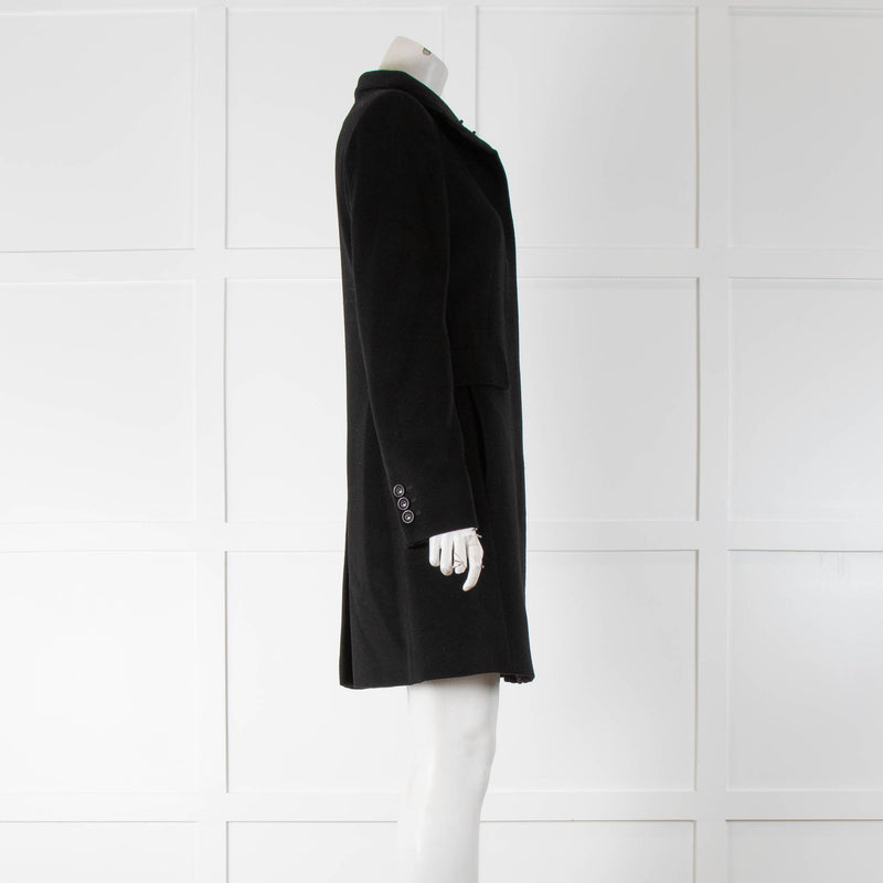 Max Mara Studio Black Funnel Neck Fitted Coat