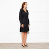 Rails Black Cotton Mini Dress with Frill Trim and Tie Waist