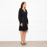 Rails Black Cotton Mini Dress with Frill Trim and Tie Waist