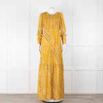 ba&sh Yellow & Black Patterned Ruched Top Maxi Dress