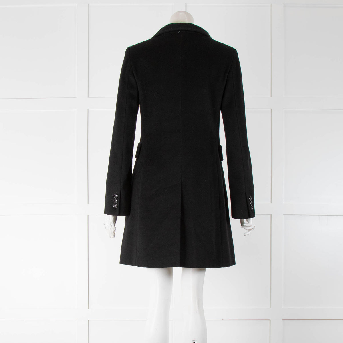 Max Mara Studio Black Funnel Neck Fitted Coat