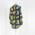Equipment Silk Navy Blouse With Multicoloured Flowers Print