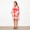 Farm Rio Pink and Red Floral Cotton Mini Dress with Belted Waist