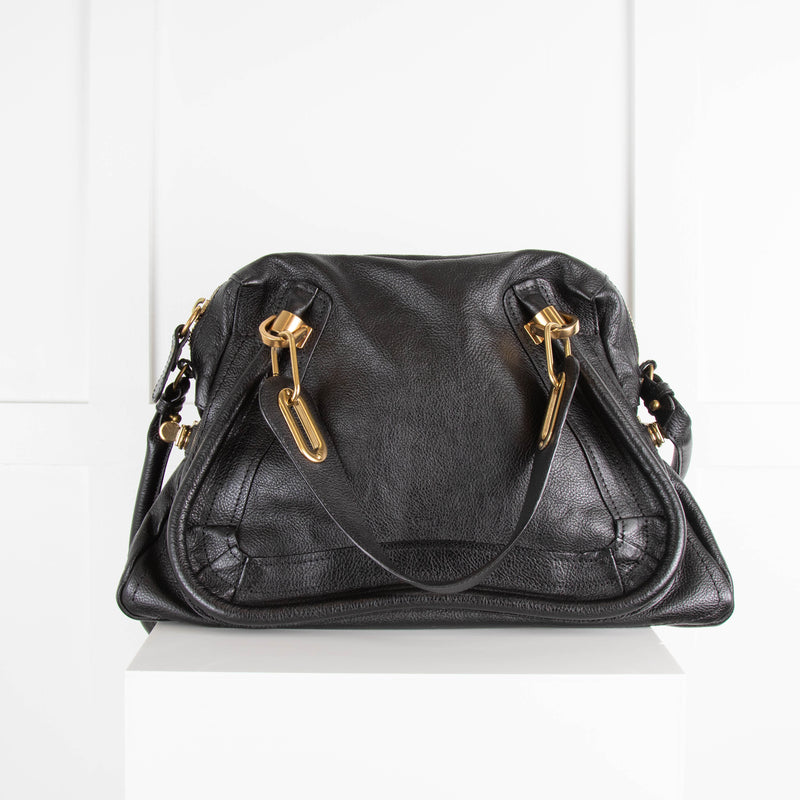 Chloe Black Leather Paraty Shoulder Bag