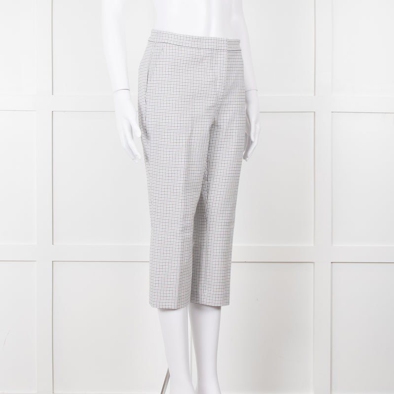 Theory White Checked Tailored Trousers