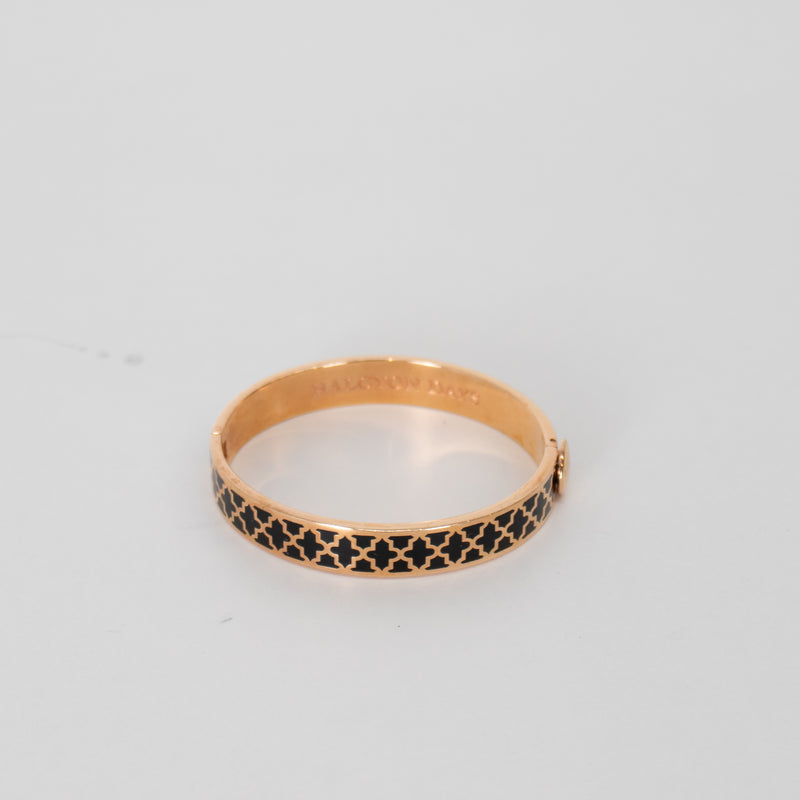 Halycon Days Black Patterned Enamel Bangle