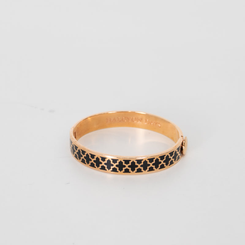 Halycon Days Black Patterned Enamel Bangle