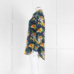 Equipment Silk Navy Blouse With Multicoloured Flowers Print