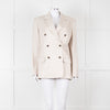 Theory Beige Twill Double Breasted Blazer
