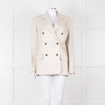 Theory Beige Twill Double Breasted Blazer
