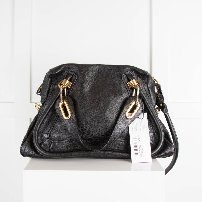 Chloe Black Leather Paraty Shoulder Bag