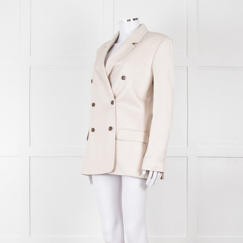 Theory Beige Twill Double Breasted Blazer