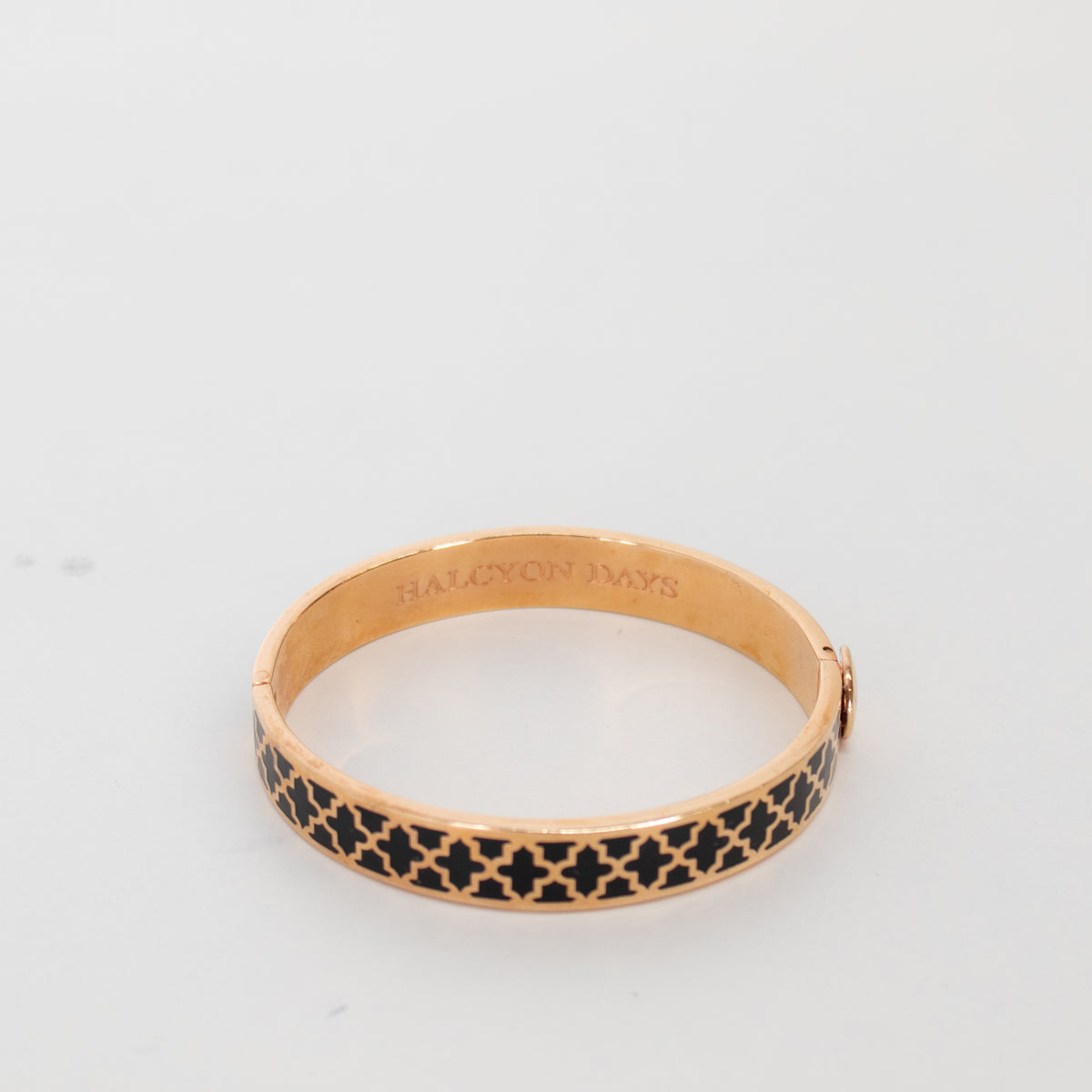 Halycon Days Black Patterned Enamel Bangle