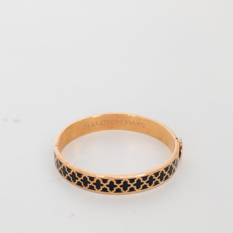 Halycon Days Black Patterned Enamel Bangle