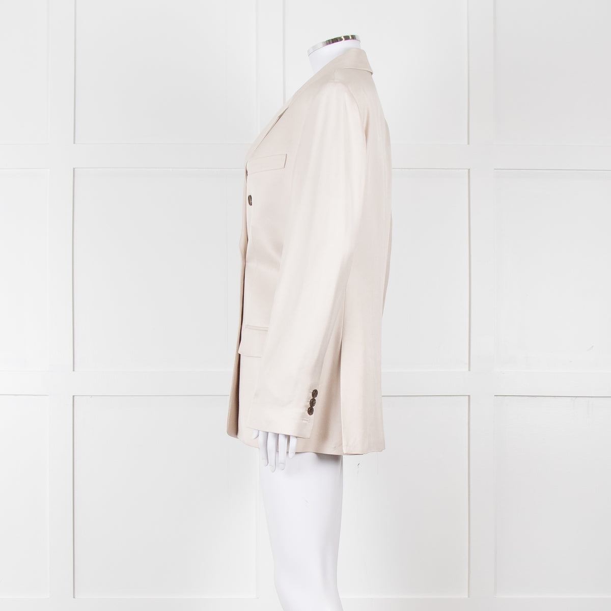 Theory Beige Twill Double Breasted Blazer