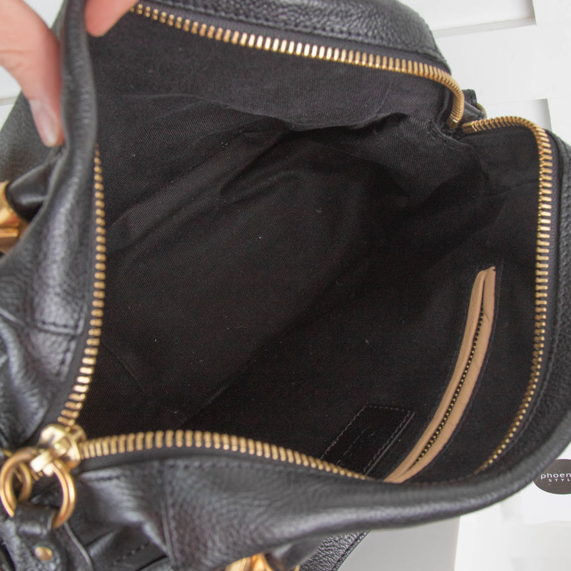 Chloe Black Leather Paraty Shoulder Bag