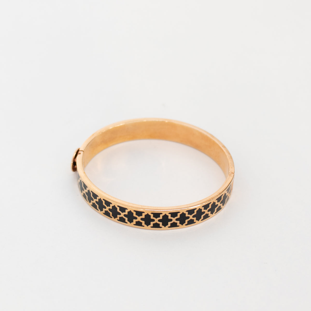 Halycon Days Black Patterned Enamel Bangle